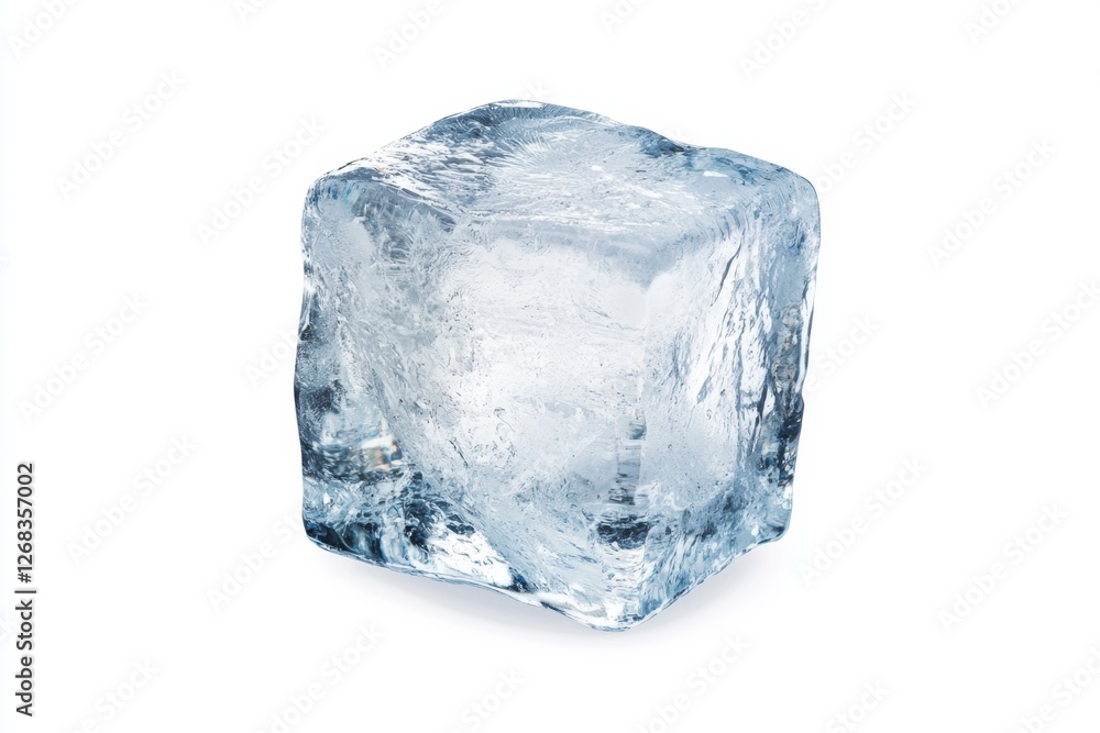 Obraz premium Single ice cube, studio shot, white background, refreshment