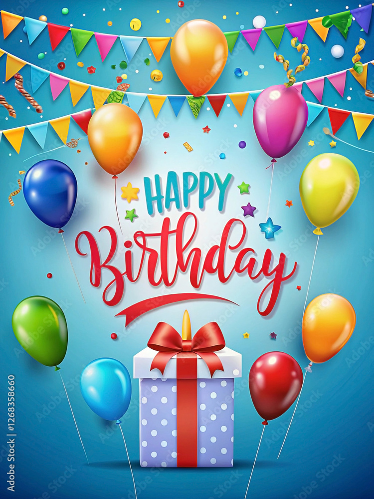 Festive Birthday Gift Balloons Celebration Design Festive Birthday Gift Balloons Celebration Design