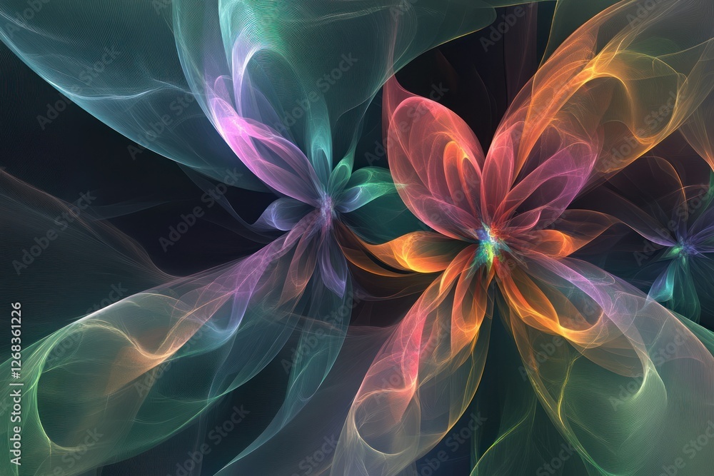 Obraz premium A dynamic abstract background with bright, lively flowers and soft color transitions for a modern wallpaper design.