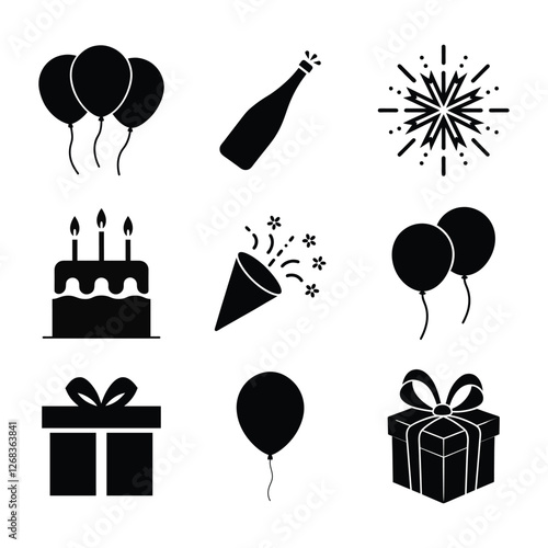 Birthday party celebration set on white background