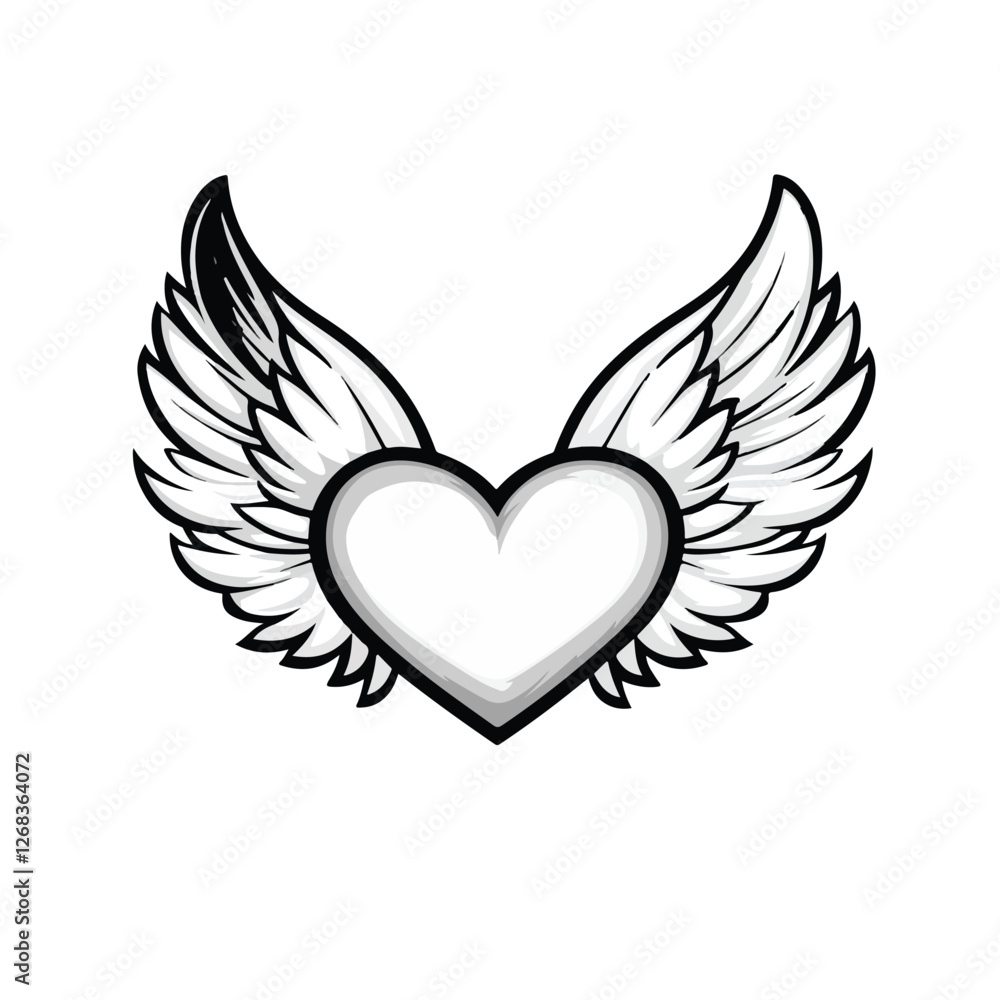 heart with wings Vector heart with wings Vector