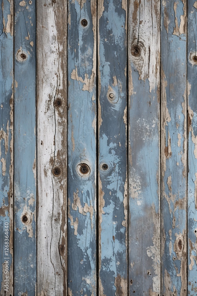  rustic, weathered wooden surface with a vertical layout. The wood panels are aligned side by side, displaying a distressed texture with peeling paint. 