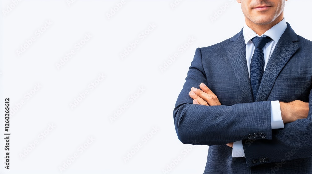 Confident businessman in suit and tie with arms crossed, a portrait of professional success Confident businessman in suit and tie with arms crossed, a portrait of professional success