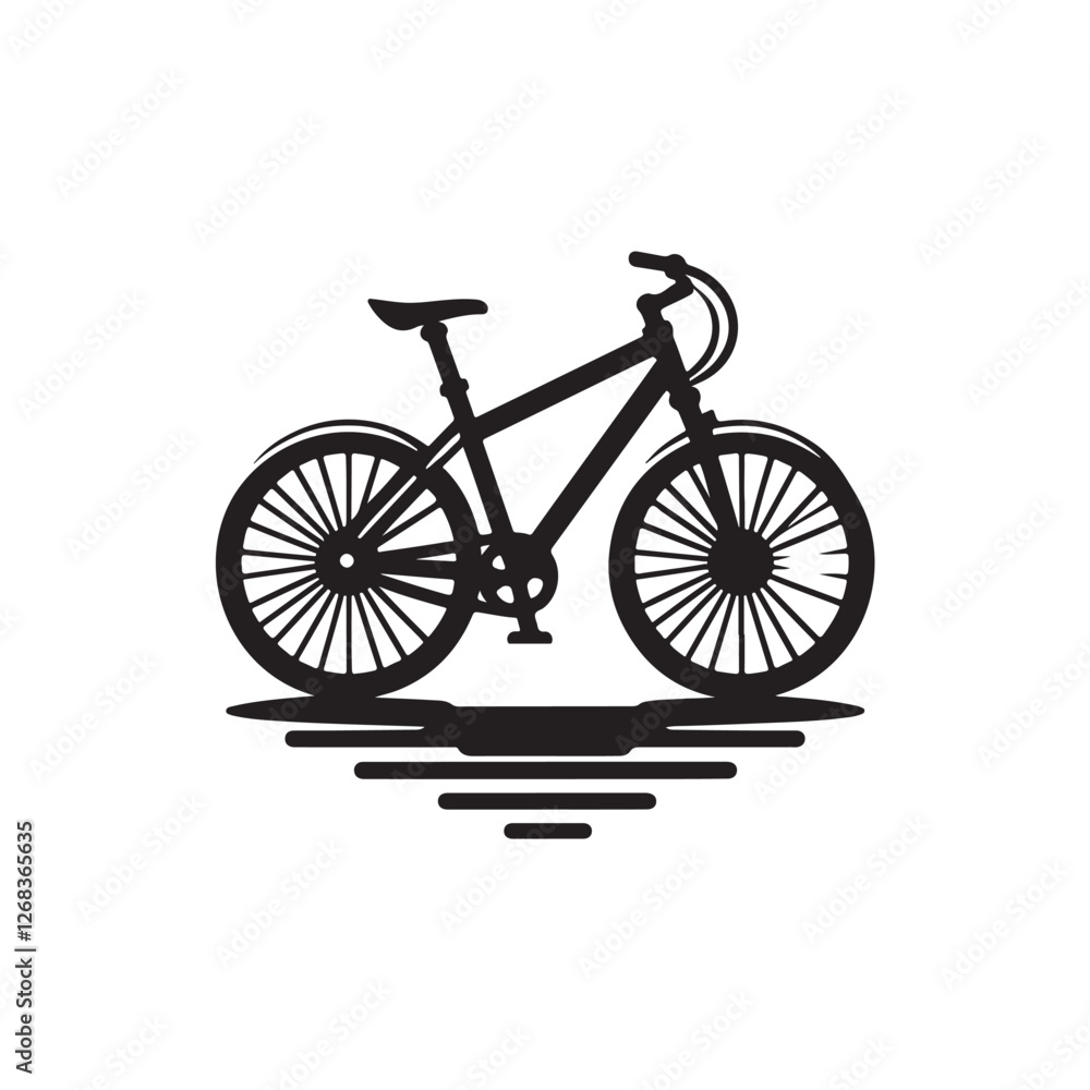 Fototapeta premium Black Color Bicycle silhouette design Vector Illustration, Solid White Background (4).eps