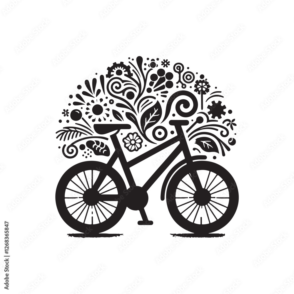 Fototapeta premium Black Color Bicycle silhouette design Vector Illustration, Solid White Background (6).eps