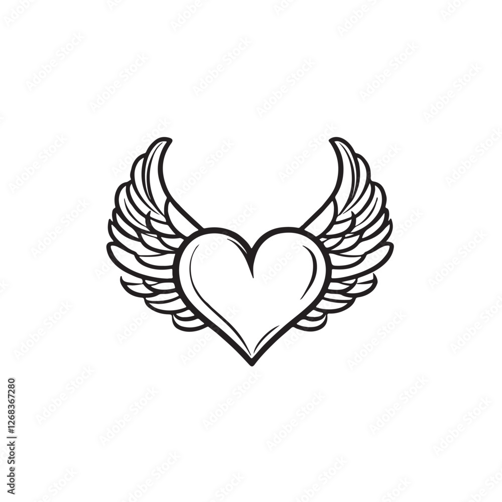 heart with wings Vector heart with wings Vector