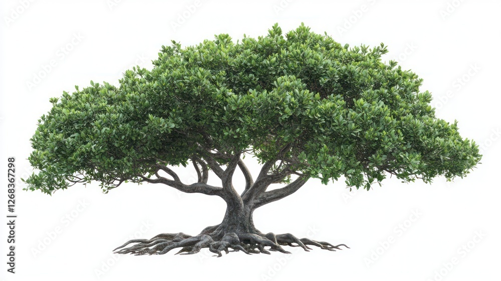custom made wallpaper toronto digitalLush green tree, exposed roots, white background, nature imagery, website design