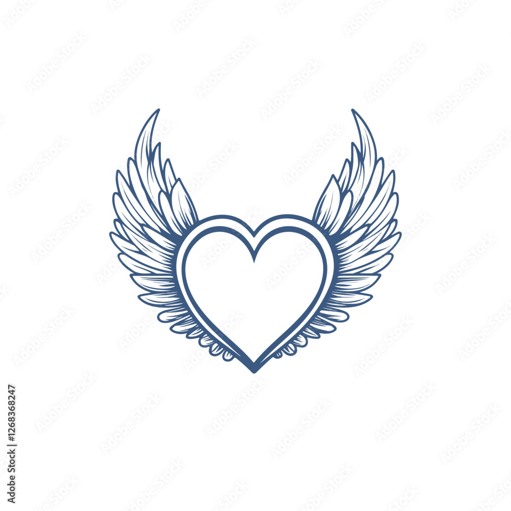 heart with wings Vector heart with wings Vector
