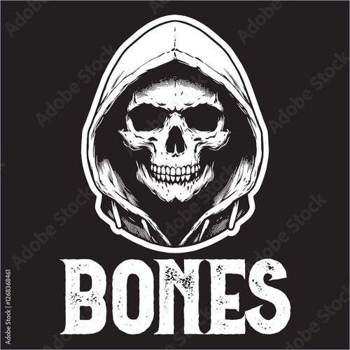 illustration vector graphic of skull wear hoodie