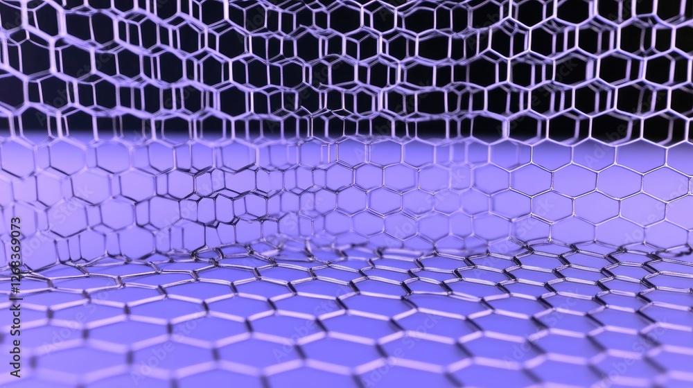 Fototapeta premium Abstract representation of a hexagonal lattice structure in a digital space.