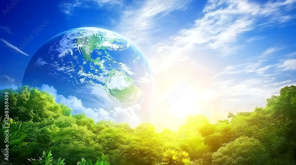 Enchanting Earth Sunrise Above Verdant Forest Landscape Beauty Environmental Harmony and Serenity Enchanting Earth Sunrise Above Verdant Forest Landscape Beauty Environmental Harmony and Serenity