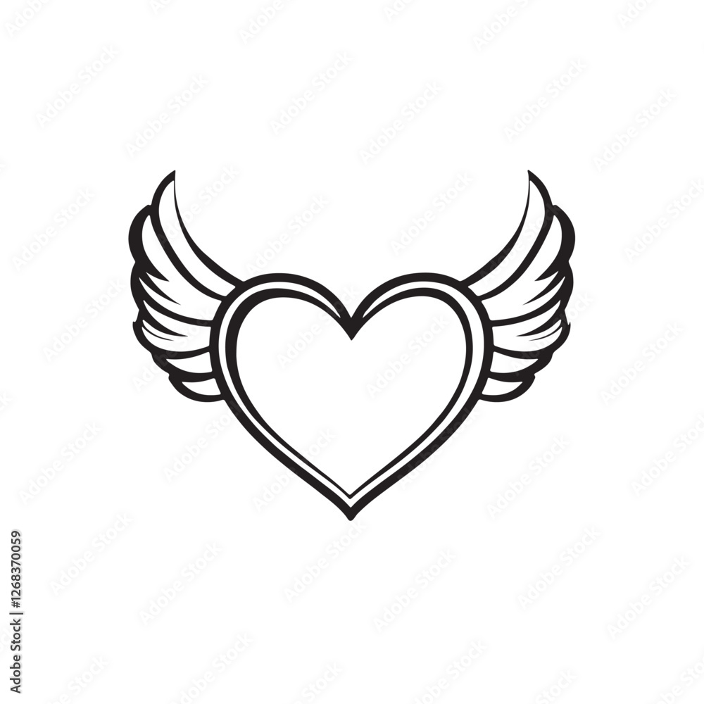 heart with wings Vector heart with wings Vector
