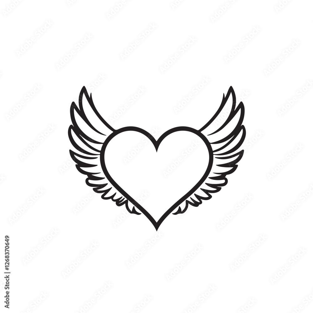heart with wings Vector heart with wings Vector