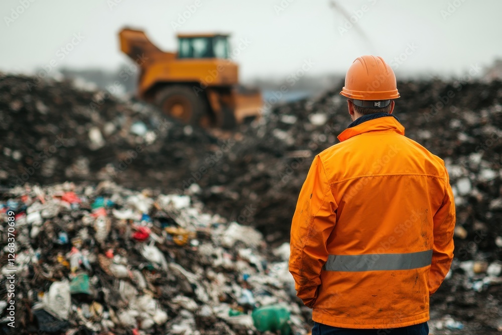 Waste Management Supervisor Observing Landfill Operations Waste Management Supervisor Observing Landfill Operations