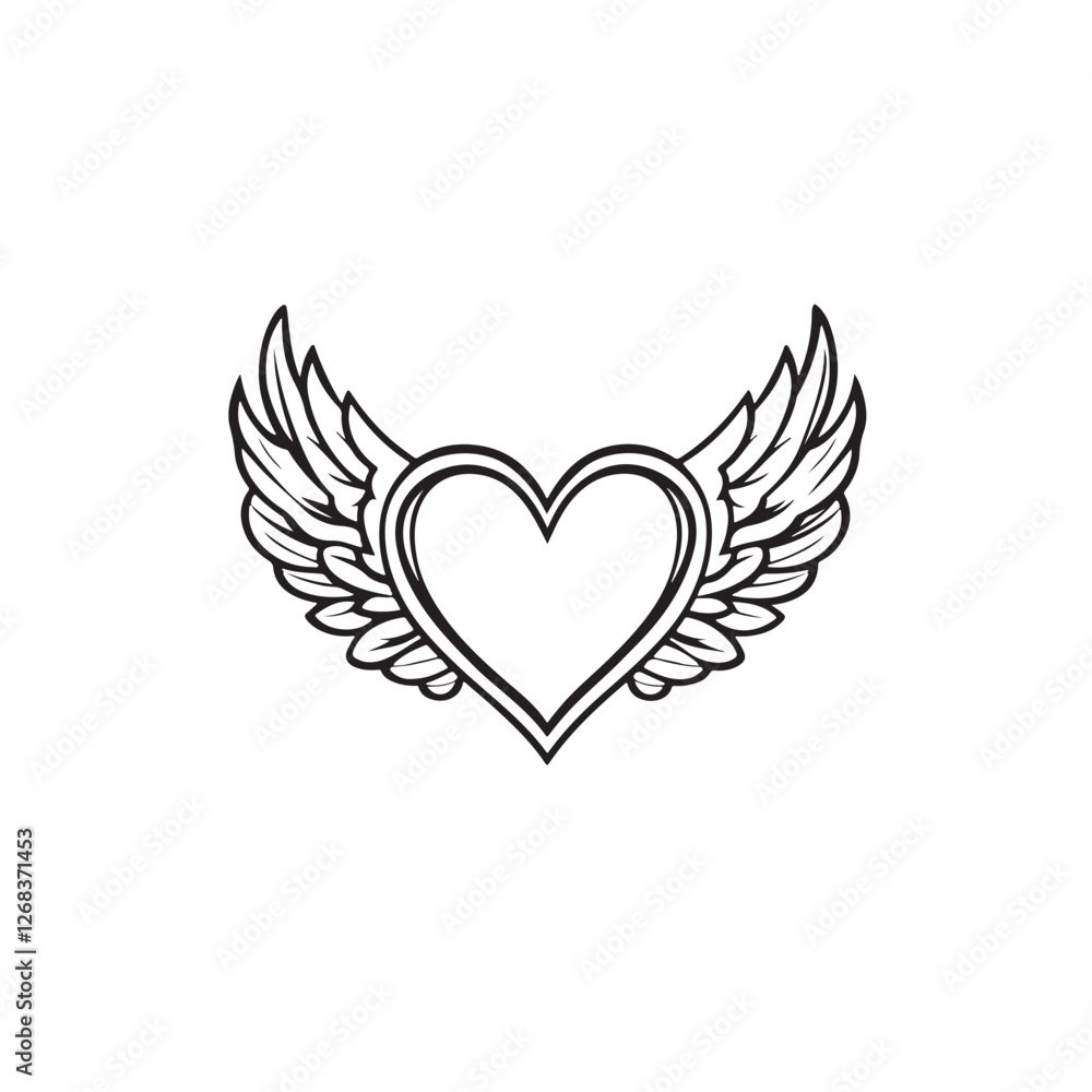 heart with wings Vector heart with wings Vector