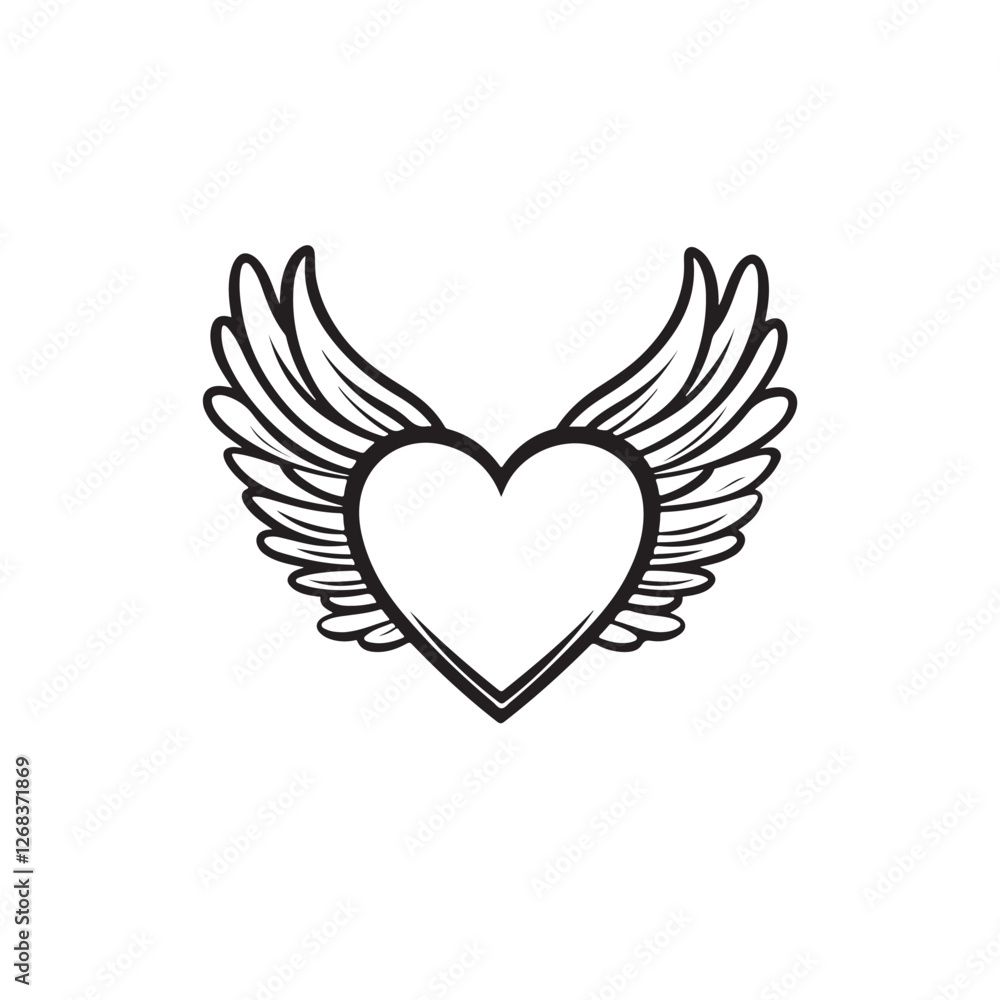 heart with wings Vector heart with wings Vector