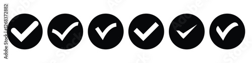 check mark and tick mark icon set. accept approved icon. vector illustration.