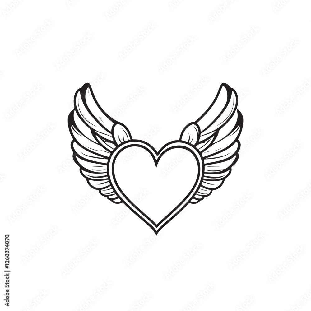 heart with wings Vector heart with wings Vector