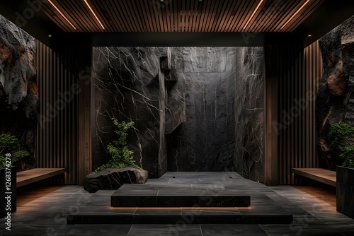 Obraz na płótnie Zen Inspired Meditation Sanctuary in Secluded Forest Retreat w salonie