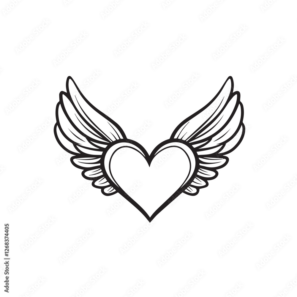 heart with wings Vector heart with wings Vector