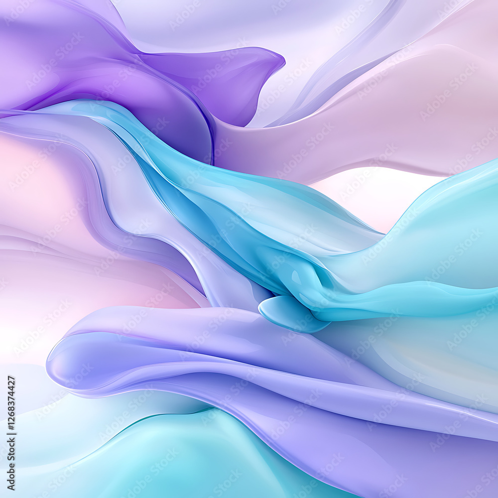 Obraz premium Ethereal Fluid Abstract Flowing Forms with Light Pastel Colors and Gentle Movement in Artistic Design