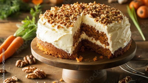 Wallpaper Mural Delicious Carrot Cake with Creamy Frosting and Nut Topping Torontodigital.ca