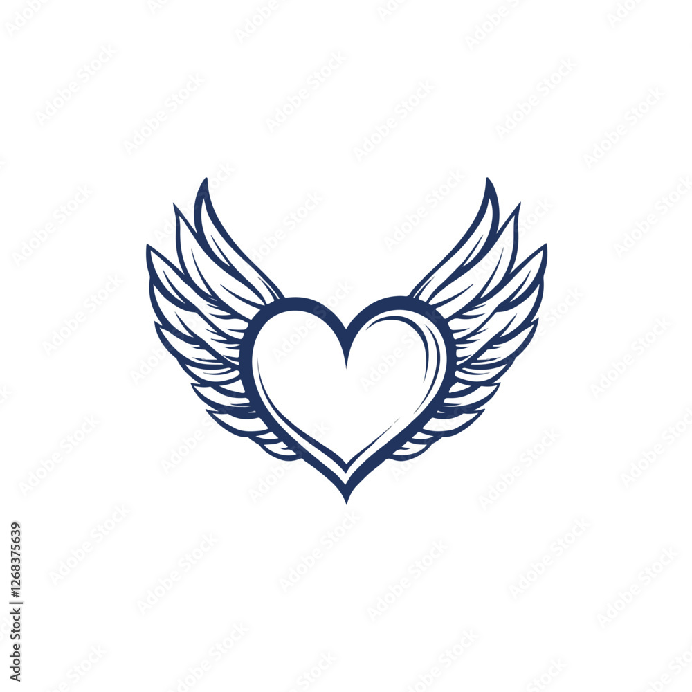 heart with wings Vector heart with wings Vector