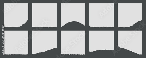 Set of white torn paper sheets, collection of ripped paper strip element set. Scrapbook edge, notebook tear or blank page split vector illustration eps 10, Collection of a big set clipart ripped paper