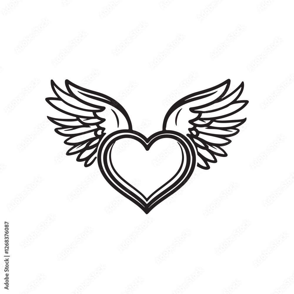 heart with wings Vector heart with wings Vector