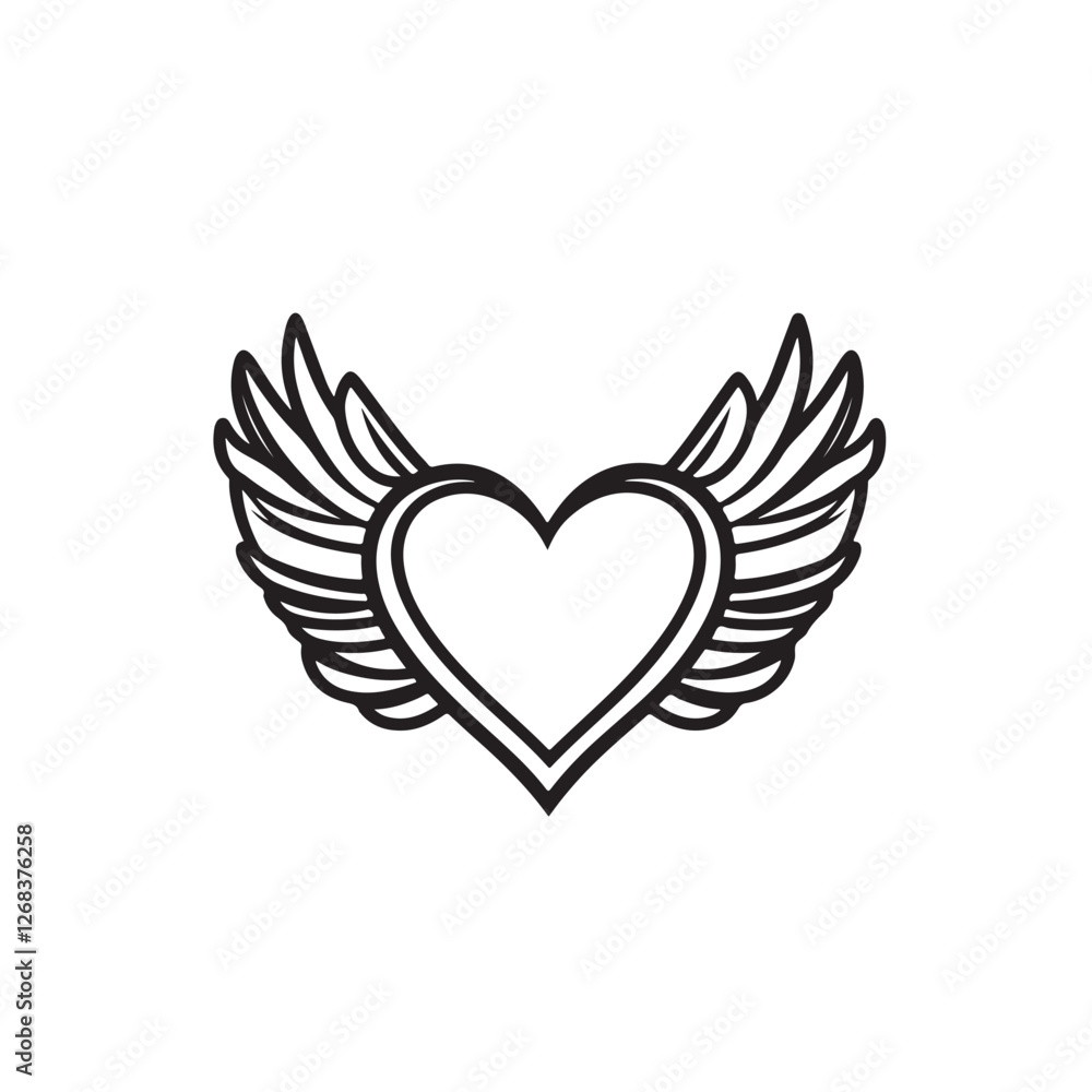 heart with wings Vector heart with wings Vector