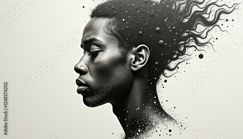 Elegant Side Profile Dot Portrait Contemporary Art photo