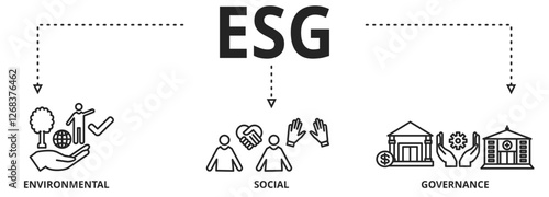 ESG concept of environmental, social and governance vector illustration with icons. Sustainable and ethical business