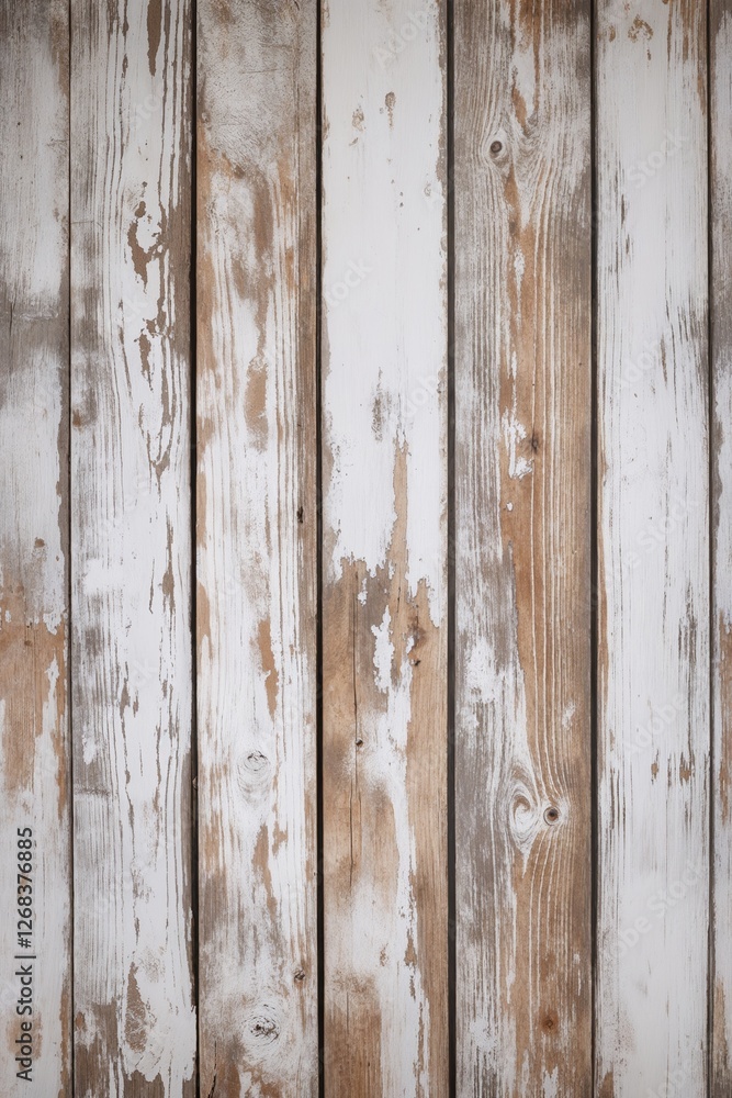 rustic, weathered wooden surface composed of vertical planks. Each plank displays a distressed finish with a mix of white paint and natural wood tones, creating a vintage, shabby-chic appearance rustic, weathered wooden surface composed of vertical planks. Each plank displays a distressed finish with a mix of white paint and natural wood tones, creating a vintage, shabby-chic appearance