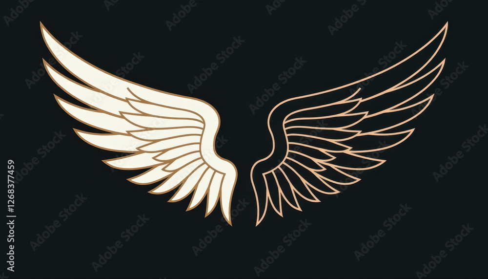 Obraz premium Minimalist Angel Wing Design on Dark Background