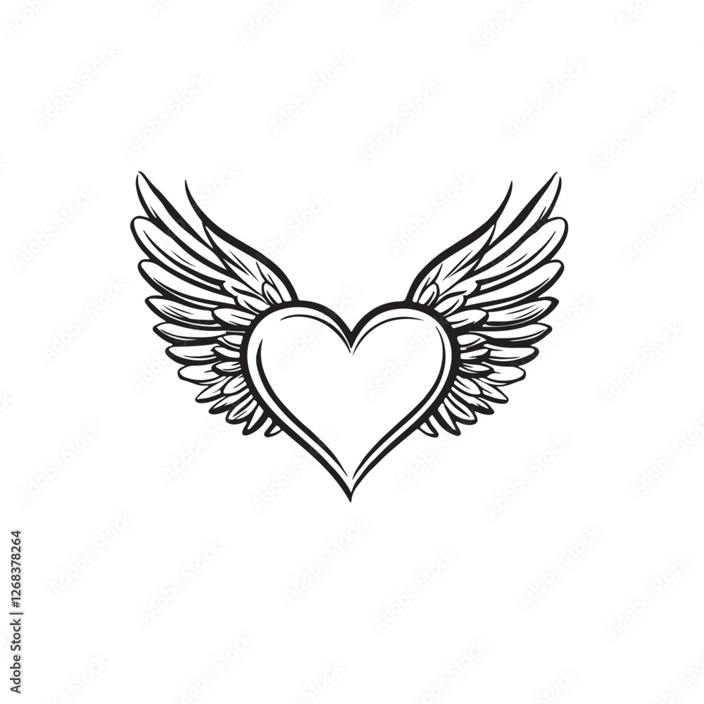 heart with wings Vector heart with wings Vector
