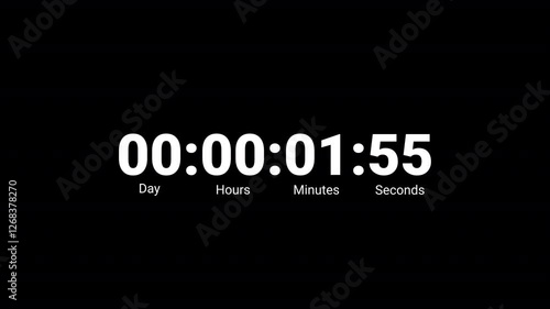 animation of two minutes countdown on transparent background with alpha channel, 2 minutes timer countdown animation, 2 minutes countdown