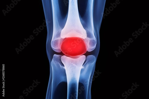 Knee pain X-ray, inflammation, medical, diagnostic, dark background