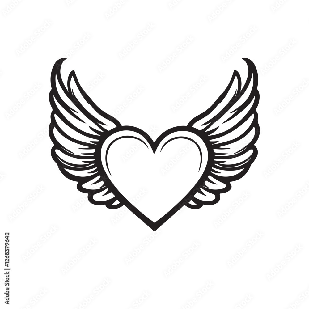 heart with wings Vector heart with wings Vector