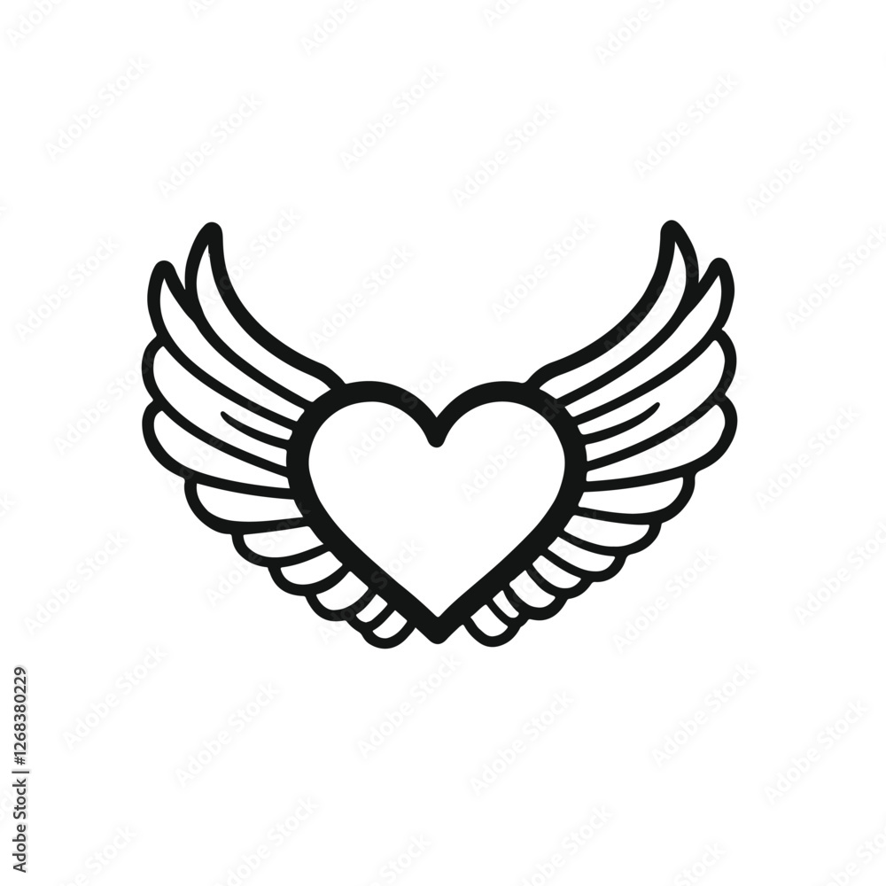 Naklejka premium heart with wings Vector 
