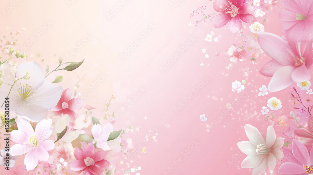 beautiful spring flowers on paper background, Mothers Day concept banner with empty copy space for text beautiful spring flowers on paper background, Mothers Day concept banner with empty copy space for text