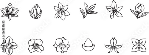 Adobe Illustrator Artwork, A set of icons in the form of flowers and leaves