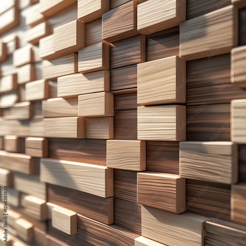 This stunning 3D wooden mosaic texture captures the beauty of staggered wooden blocks arranged in a dynamic, layered pattern. Crafted from a mix of soft beige, warm oak, and rich mahogany This stunning 3D wooden mosaic texture captures the beauty of staggered wooden blocks arranged in a dynamic, layered pattern. Crafted from a mix of soft beige, warm oak, and rich mahogany