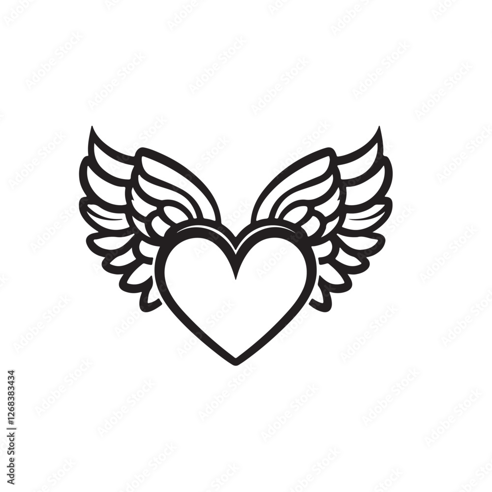 heart with wings Vector heart with wings Vector