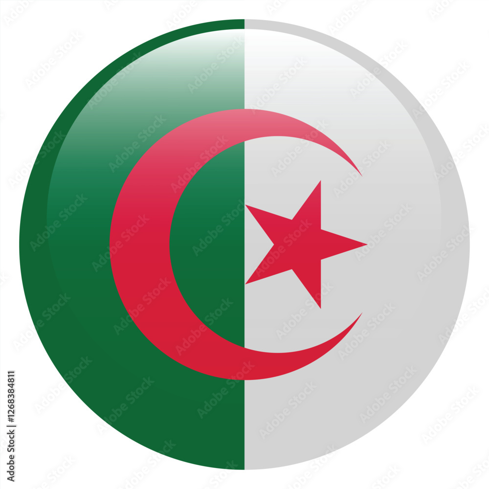 Algeria flag. Algeria circle flag logo icon computer vector illustration design Algeria flag. Algeria circle flag logo icon computer vector illustration design