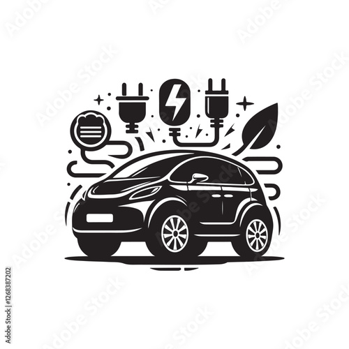 Electric Car silhouette design Vector (10).eps