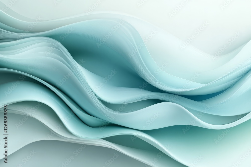 Abstract layered waves in soft green and blue hues with a smooth gradient effect. A fluid, organic design resembling ocean currents or flowing fabric, ideal for modern backgrounds and wallpapers. Abstract layered waves in soft green and blue hues with a smooth gradient effect. A fluid, organic design resembling ocean currents or flowing fabric, ideal for modern backgrounds and wallpapers.