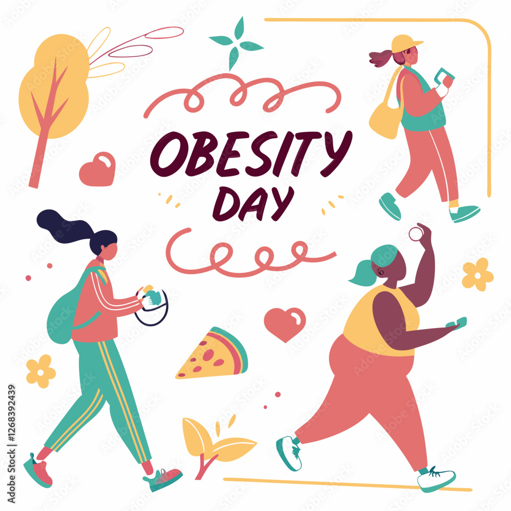 WORLD OBESITY DAY silhouette vector WORLD OBESITY DAY silhouette vector