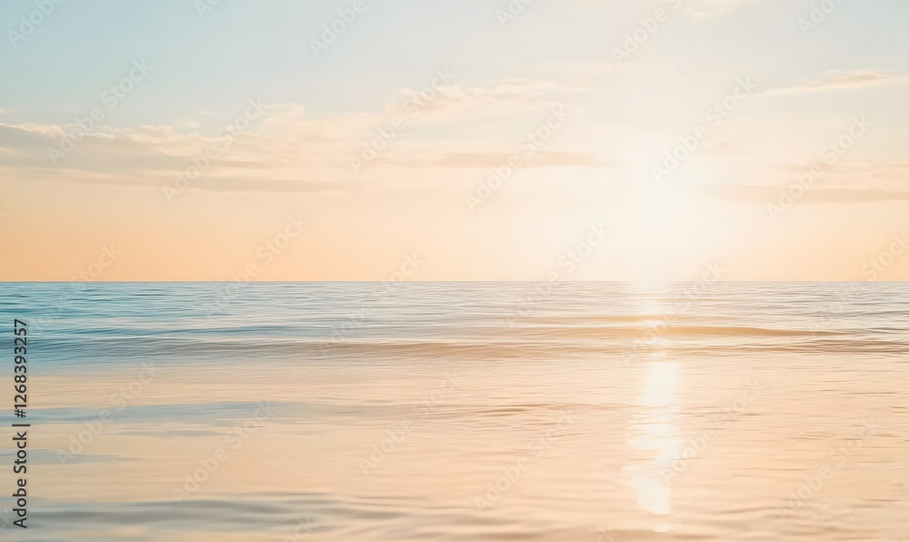 Fototapeta premium A vast open ocean under a golden sunset, Generative AI