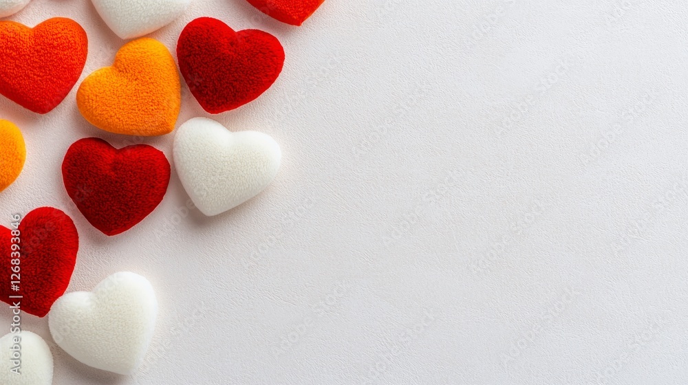 Fototapeta premium Romantic Valentine s Hearts Background Red White Orange Love