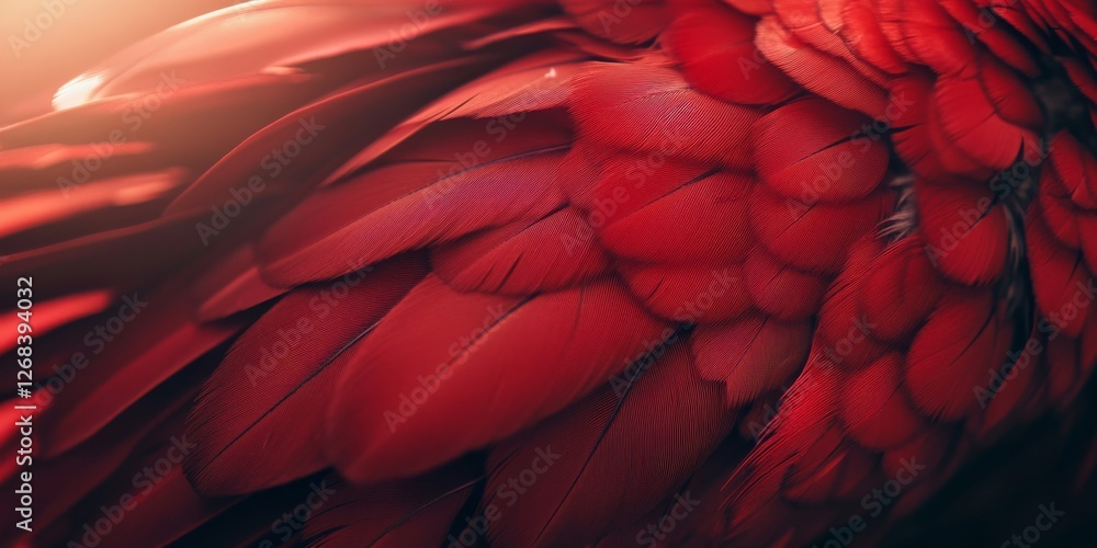 Scarlet macaw feathers creating vibrant red texture in sunlight Scarlet macaw feathers creating vibrant red texture in sunlight